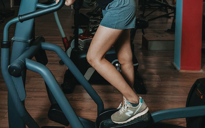 a close-up of a person exercising